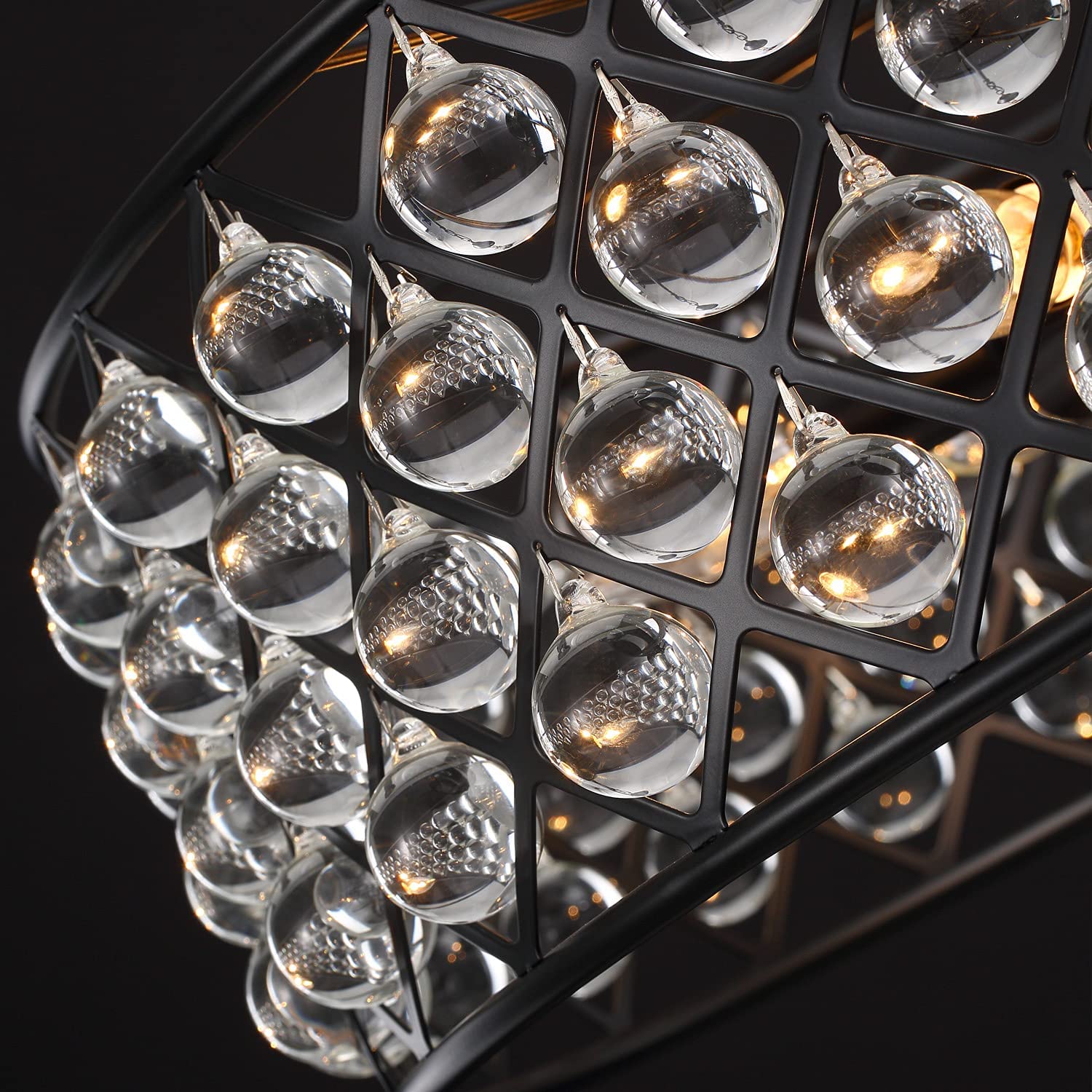 Black Drum Shape Crystal Chandelier - Pendant Light