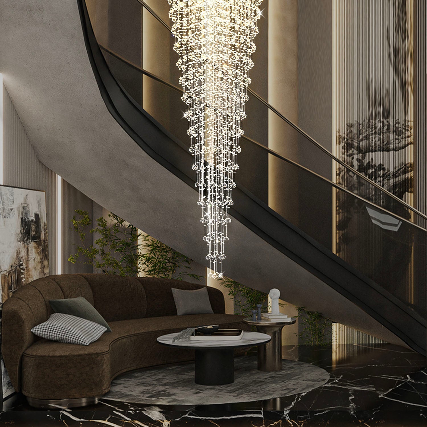 Round Raindrop Crystal Chandelier - Ceiling Light