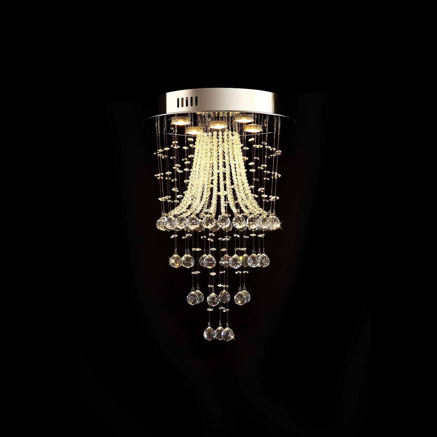 Modern Round Flush Mount Crystal Chandelier - Jellyfish Ceiling Light