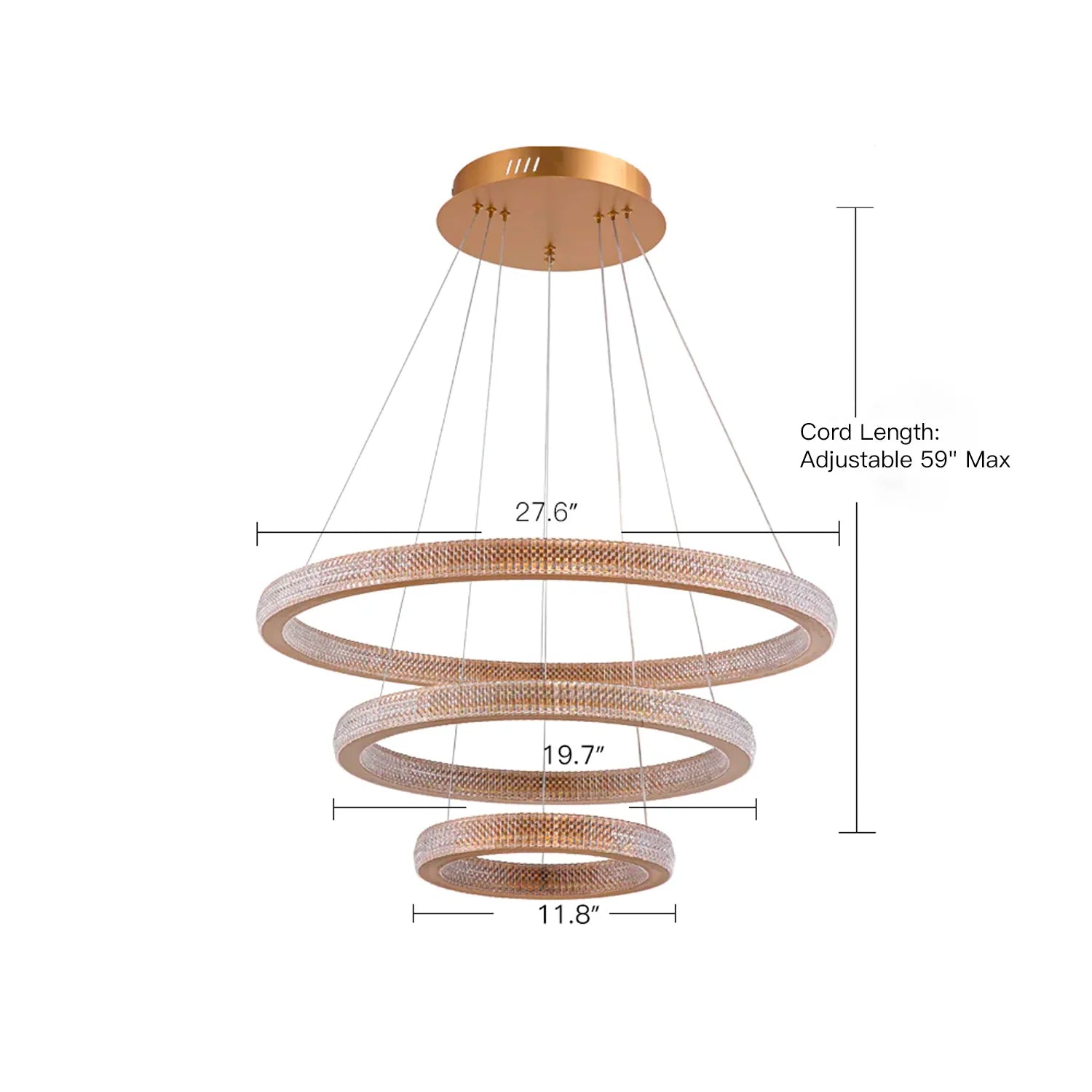 Three Rings Gold LED Chandelier