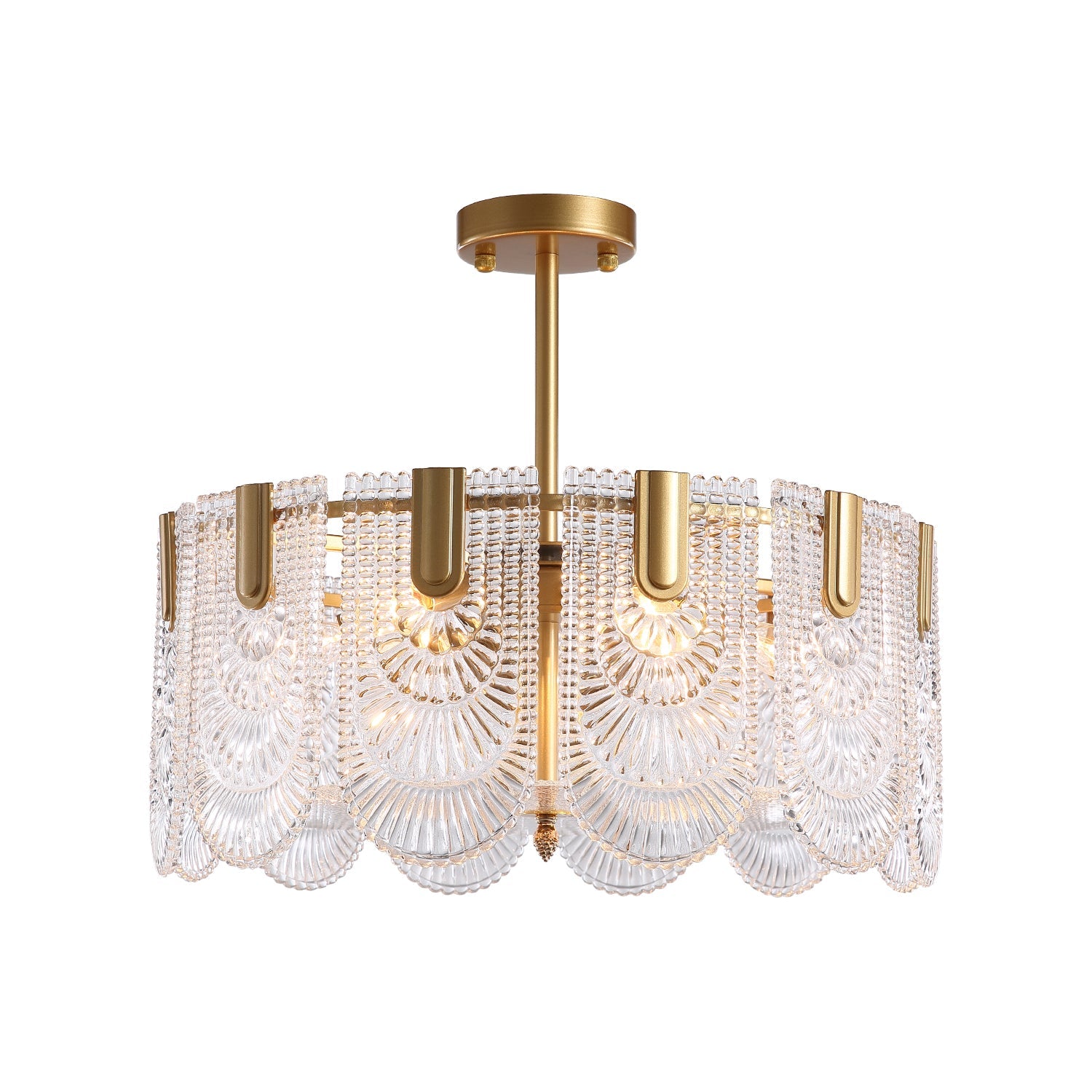 Round Shape Gold Glass Chandelier