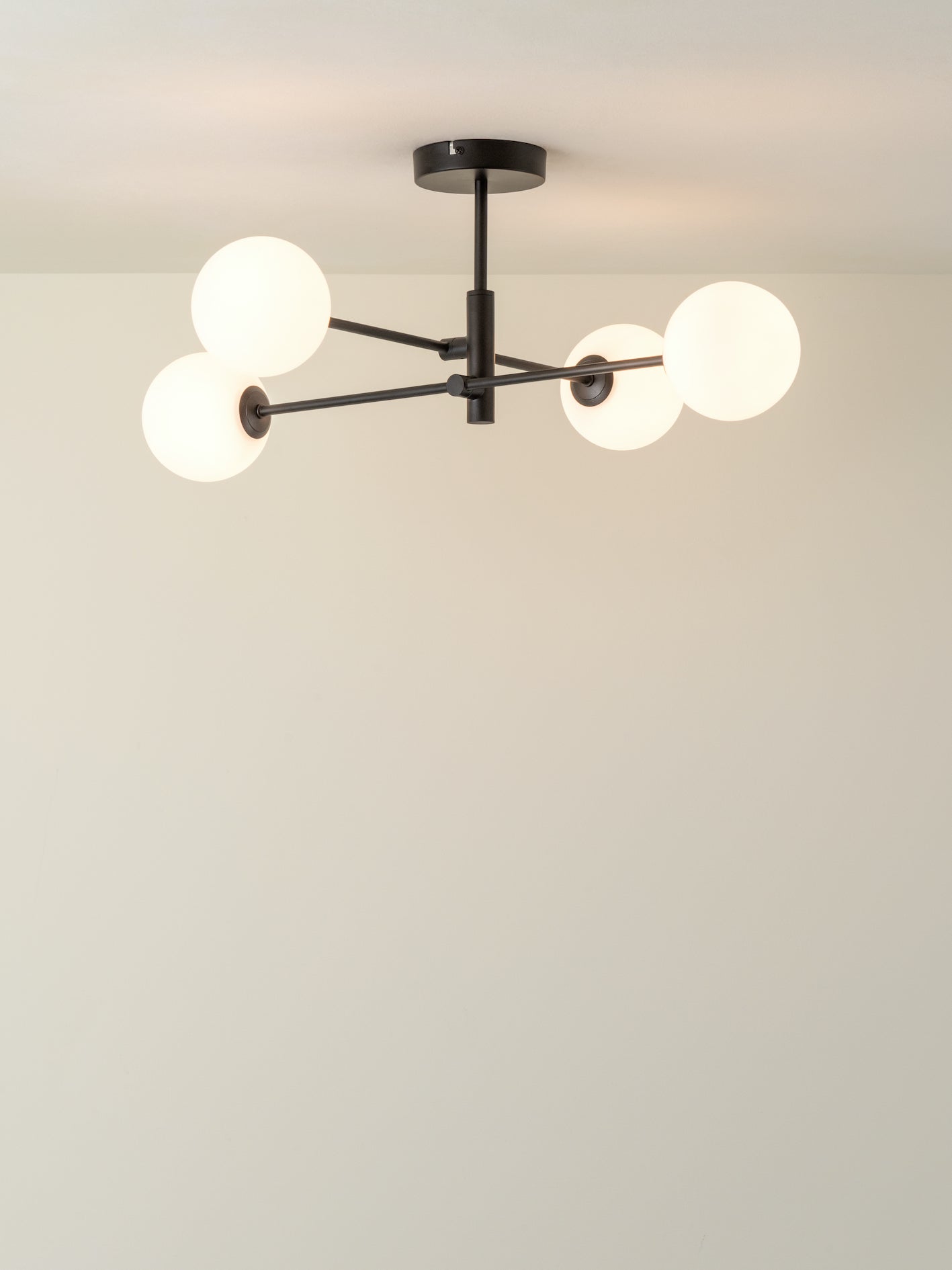 Chelso - 4 light matt black and opal flush