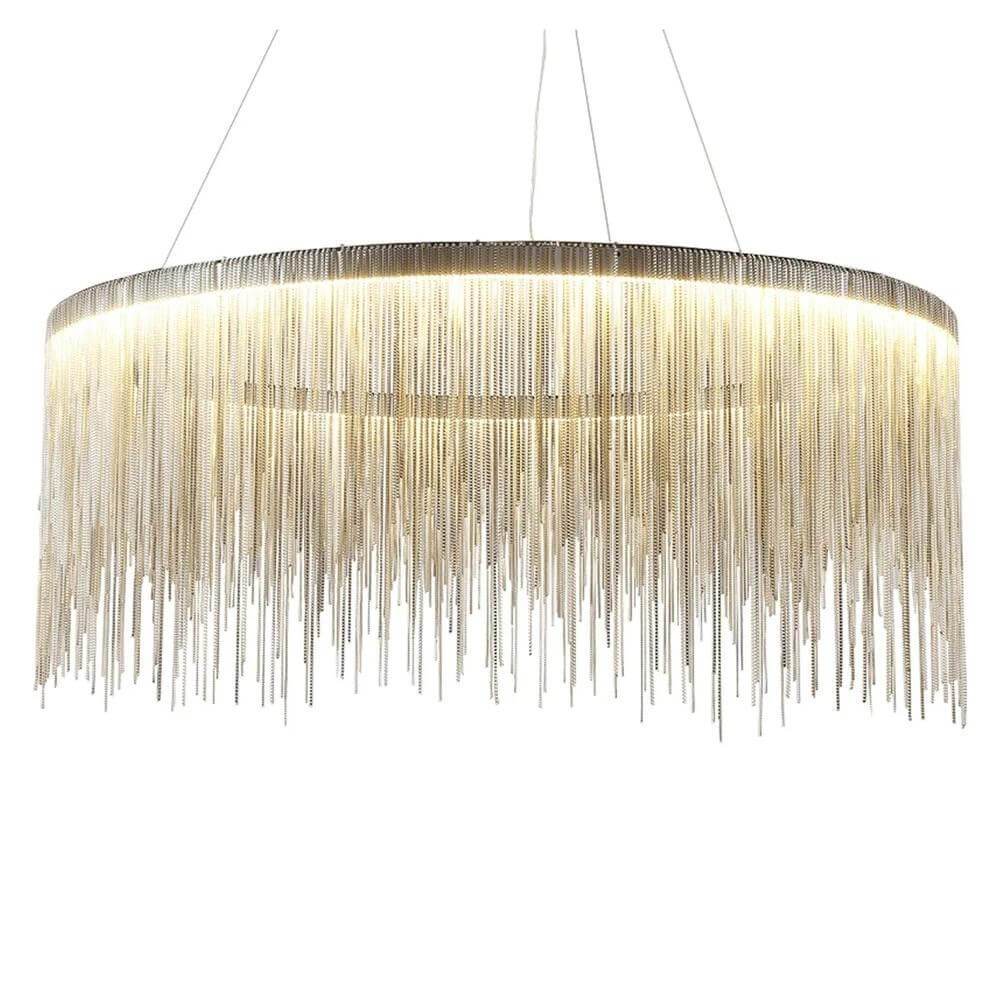 Contemporary Round Linear Aluminum Chandelier