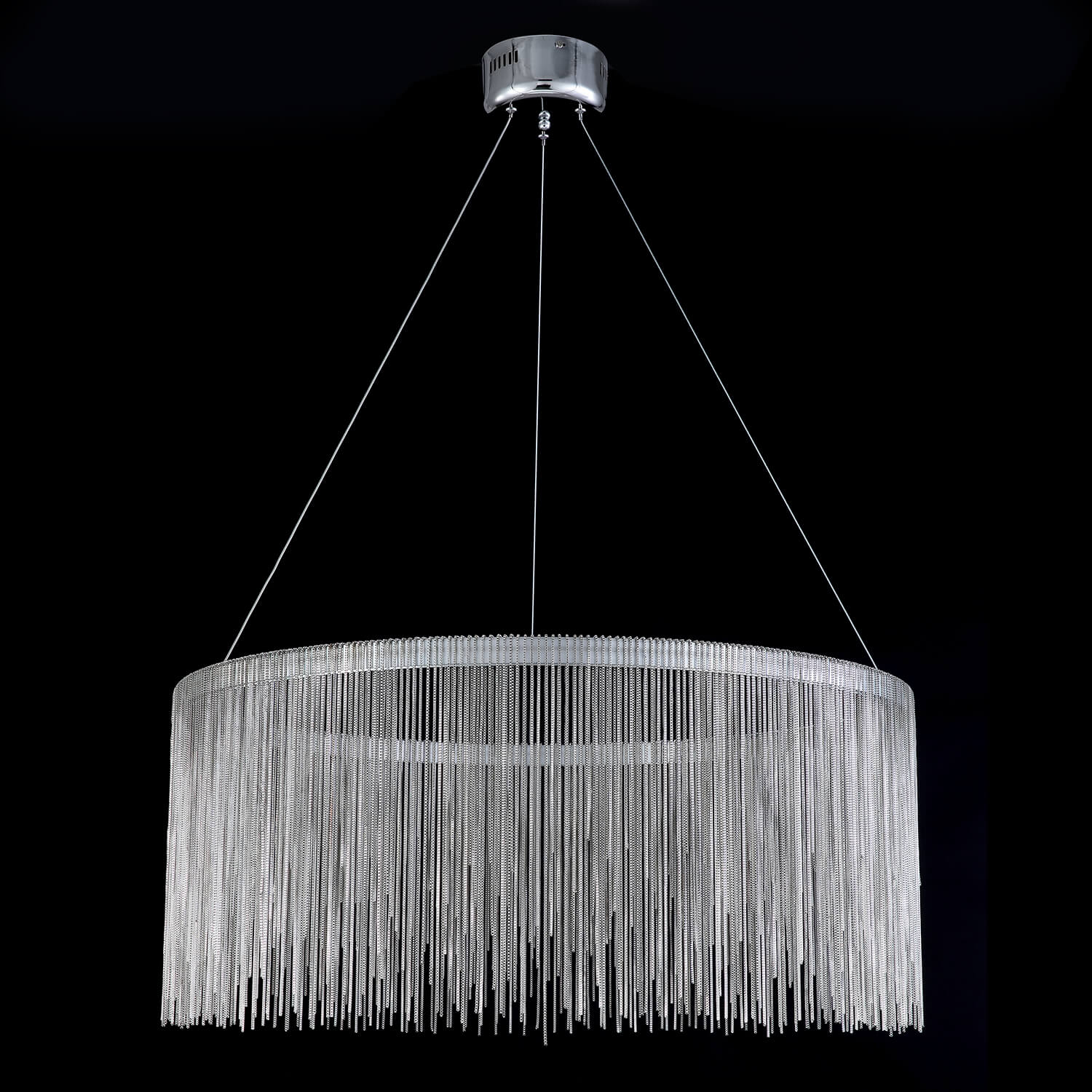 Contemporary Round Linear Aluminum Chandelier