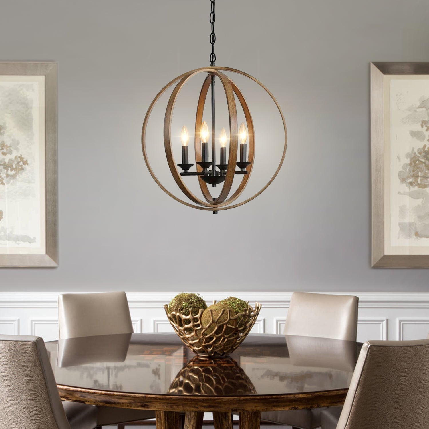 Dark Bronze Orb Chandelier