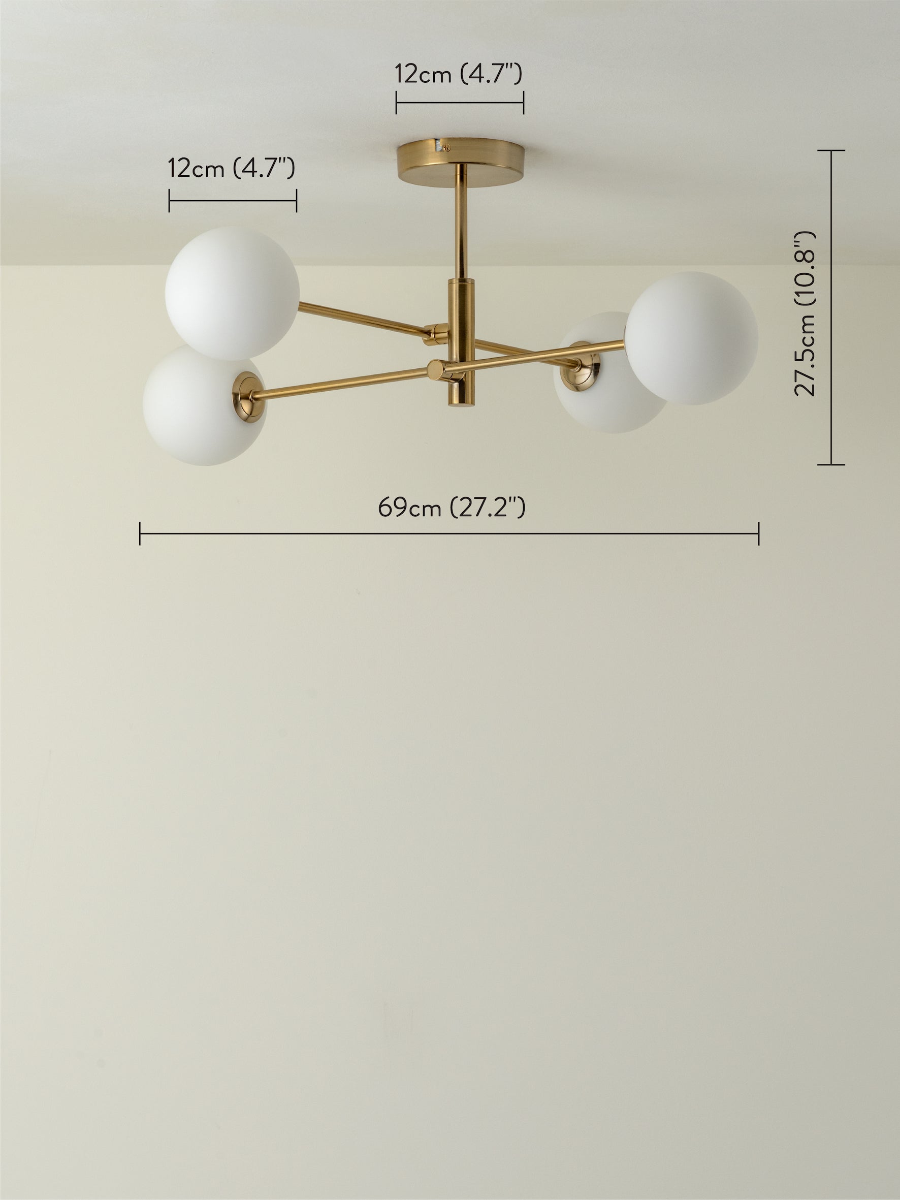 Chelso - 4 light brass and opal flush