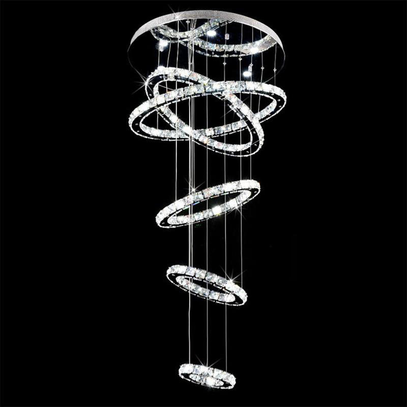 Five & Six Ring Crystal Chandelier Suspension Lights