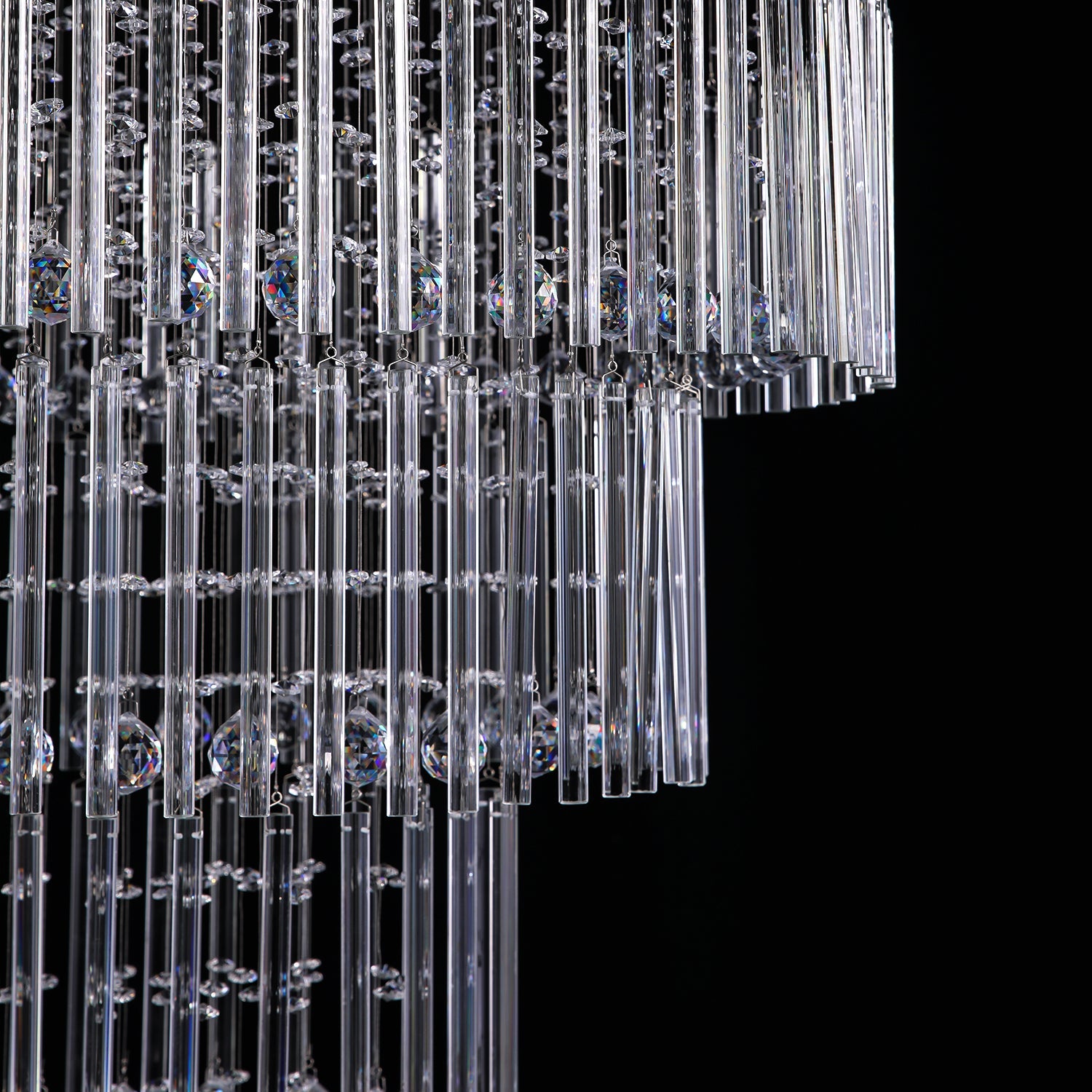 Floating Castle Raindrop Crystal Chandelier For Entryway - Double Layer