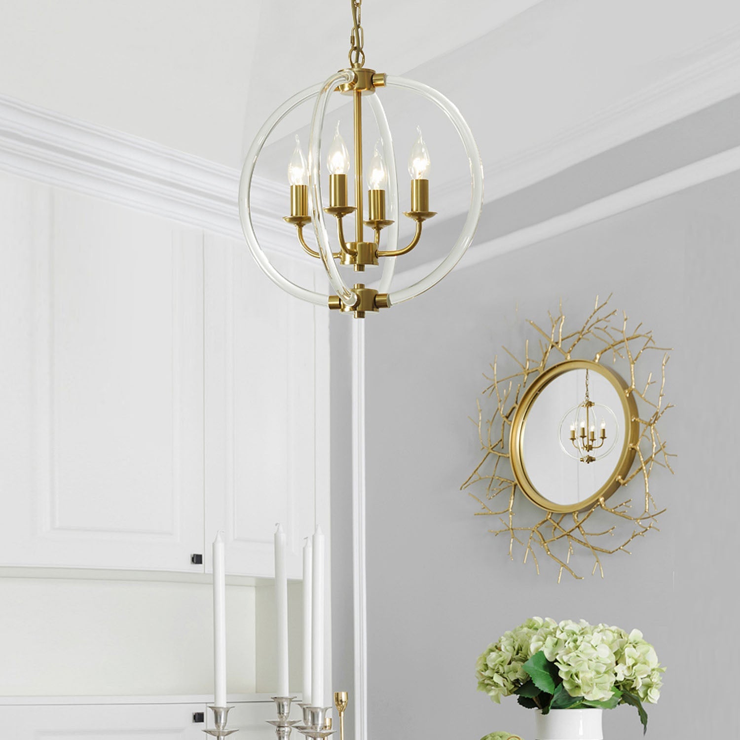 Glass Gold Orb Chandelier