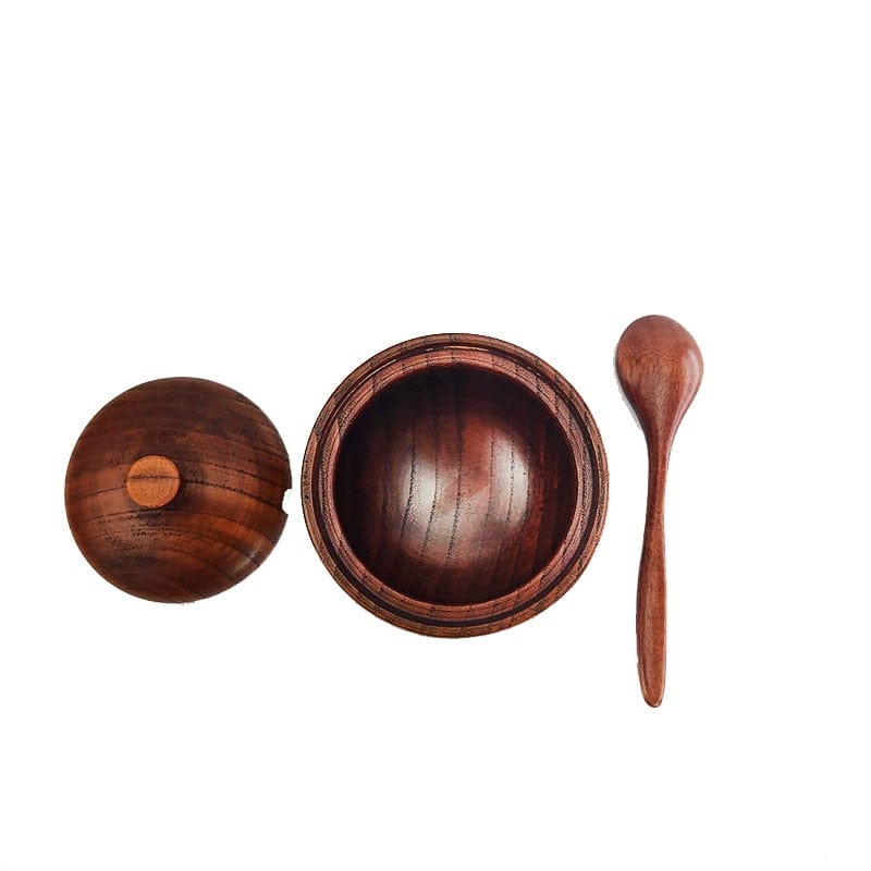 Wooden Kitchen Jar with Lid and Spoon