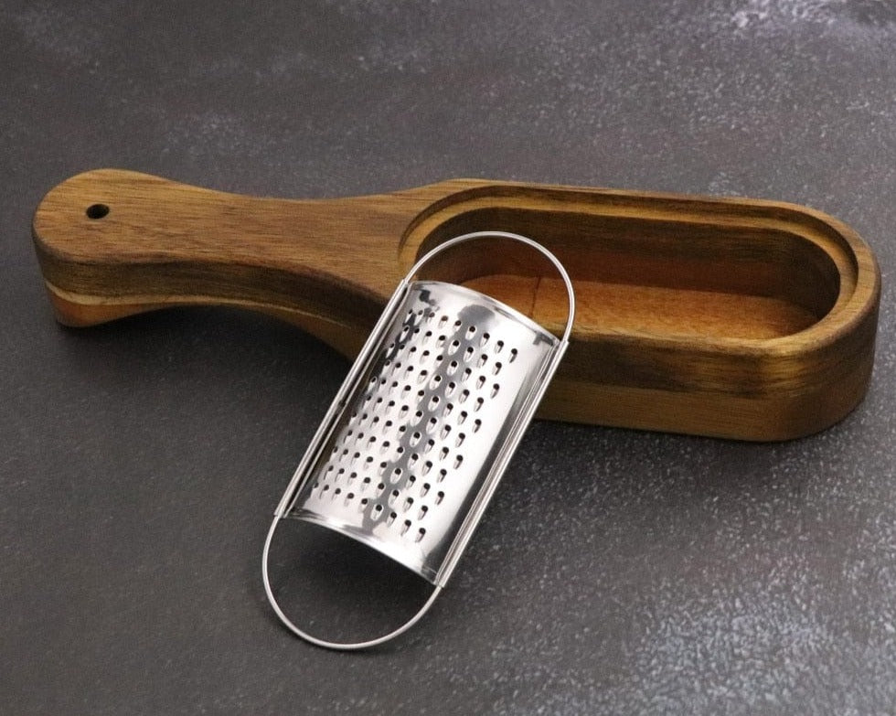 Grater with Removable Acacia Wood Collector