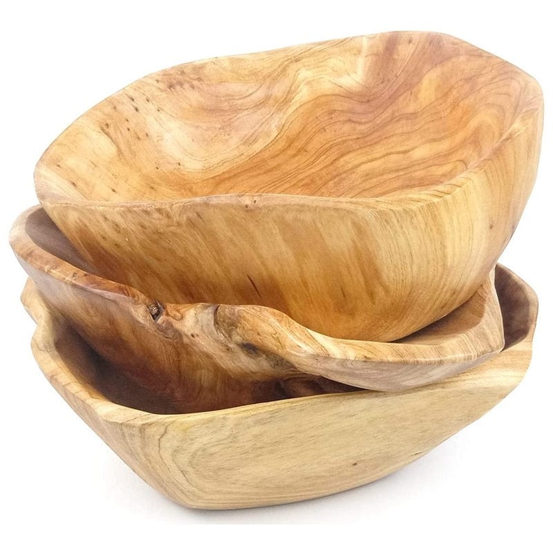 Hand-Carved Wood Serving Bowl