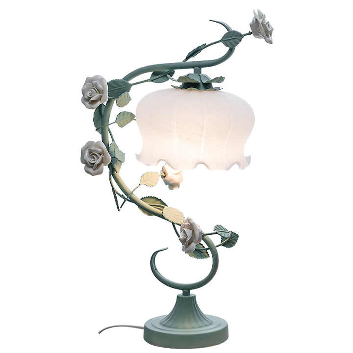 AmberBloom Elegant Rose Lamp – LED Light & Glass Cover