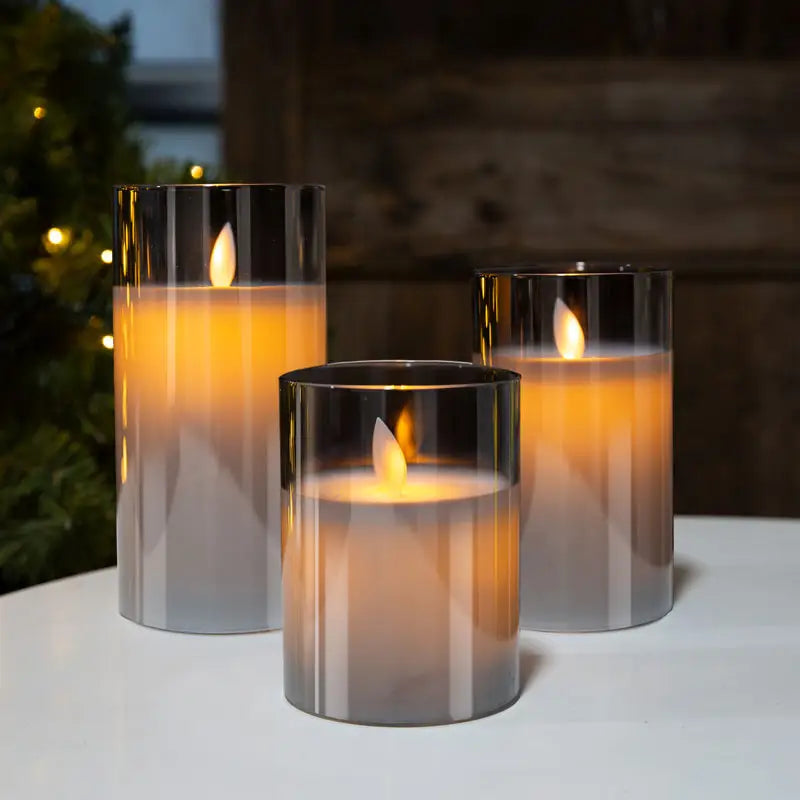 Amblite Set of Three Flameless LED Candles with Realistic Flickering Effect