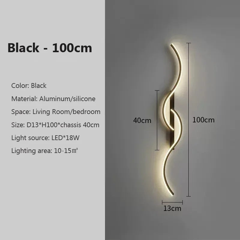 100cm Black Slim linear LED wall lamp