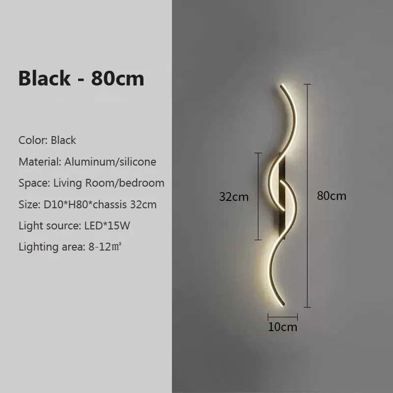 80cm Black Slim linear LED wall lamp