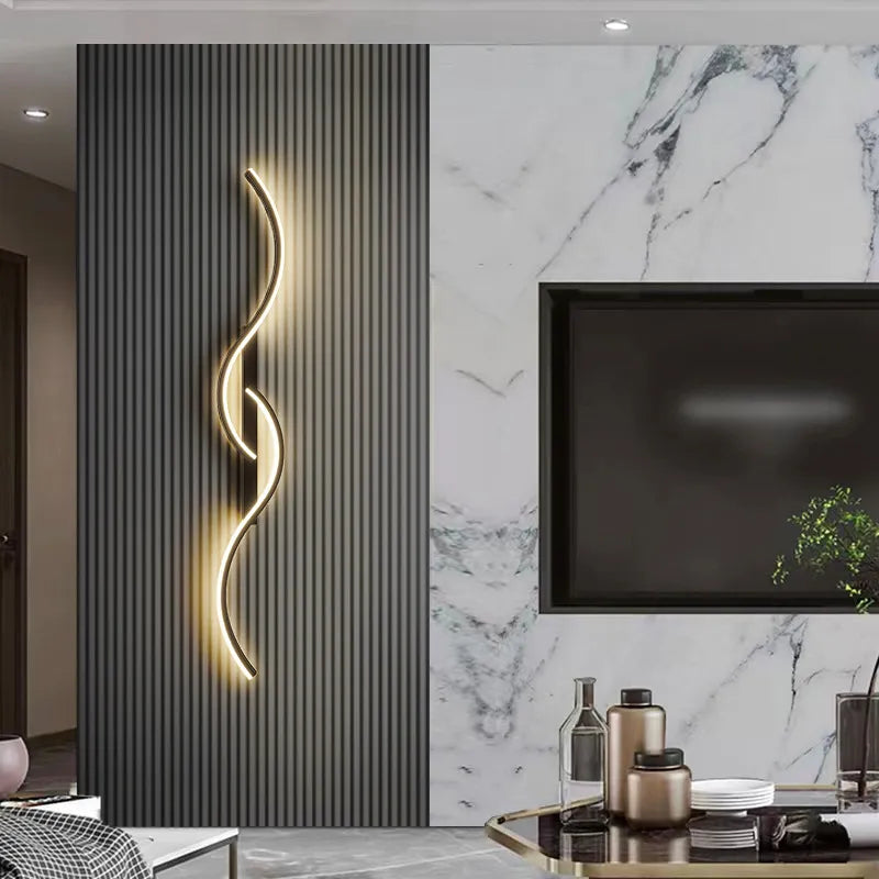 Black Slim linear LED wall lamp