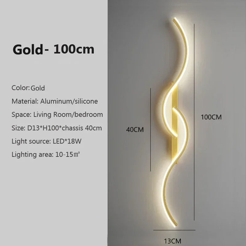 100cm Gold Slim linear LED wall lamp