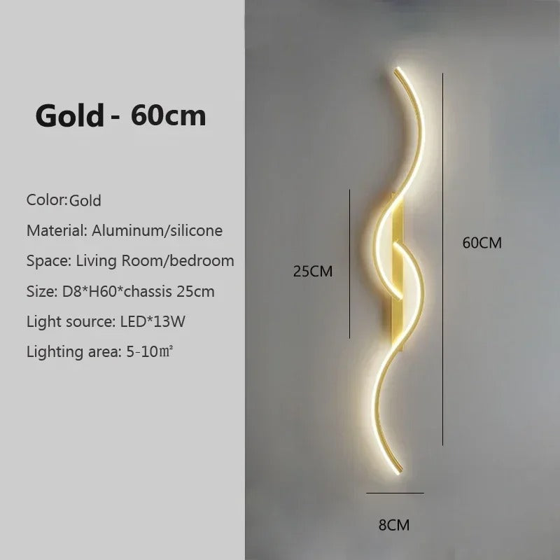 60cm Gold Slim linear LED wall lamp