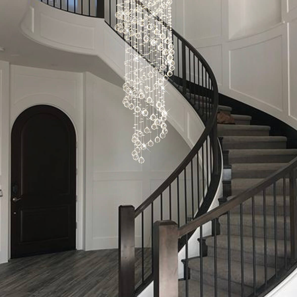 Modern Spiral Raindrop Foyer Chandelier