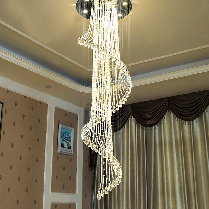 Modern Art Design Crystal Spiral Raindrop Chandelier