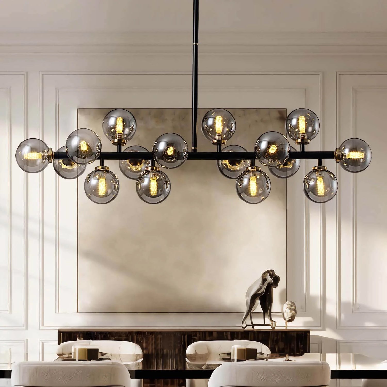 Nebula Gray Bubble Linear Chandelier