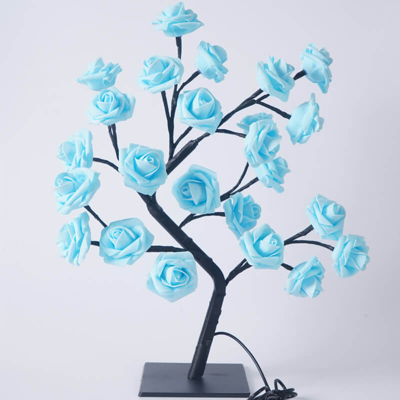 24 LED Light Simulation Rose Tree PVC Warm White USB Table Lamp