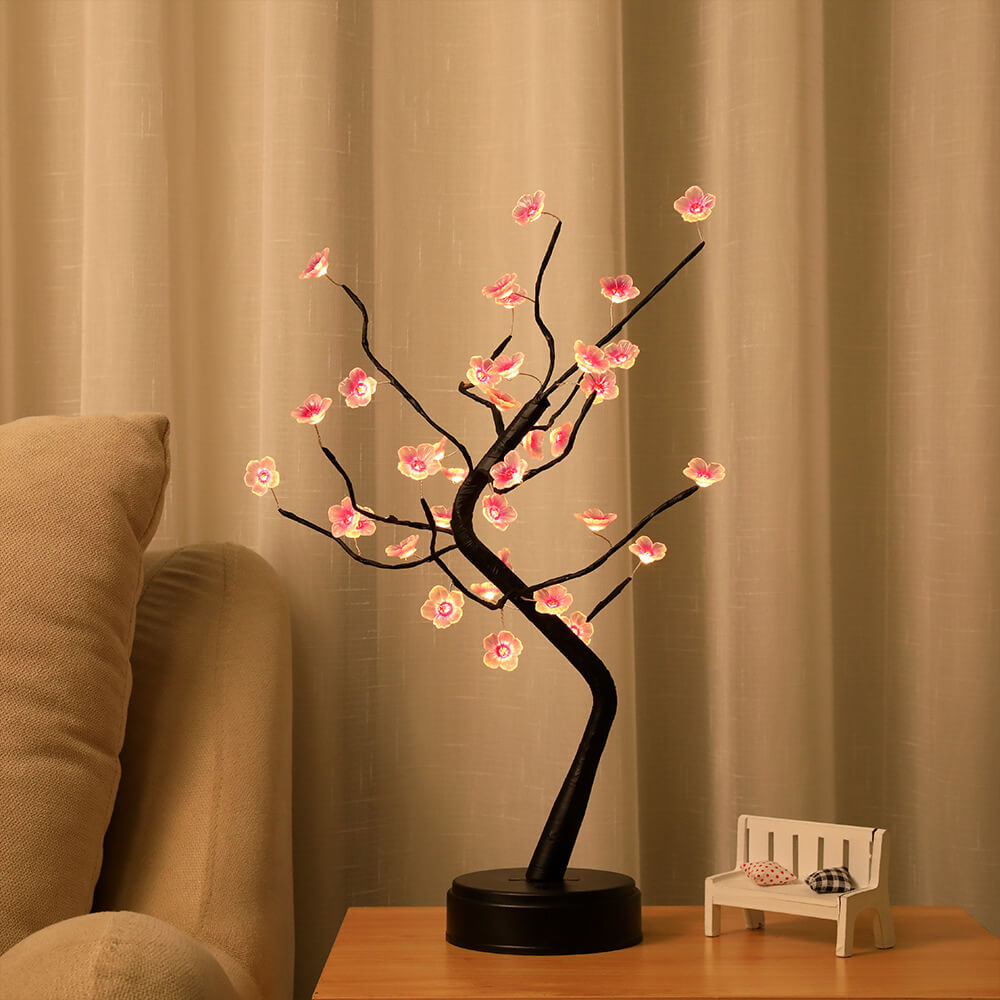 Bonsai Tree Light Plum Blossom LED Table Lamp With Remote