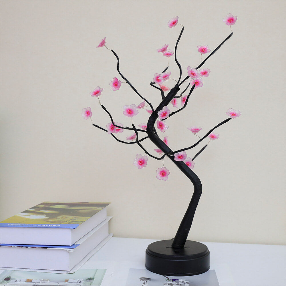 Bonsai Tree Light Plum Blossom LED Table Lamp With Remote