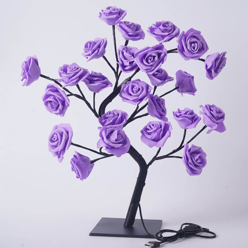 24 LED Light Simulation Rose Tree PVC Warm White USB Table Lamp