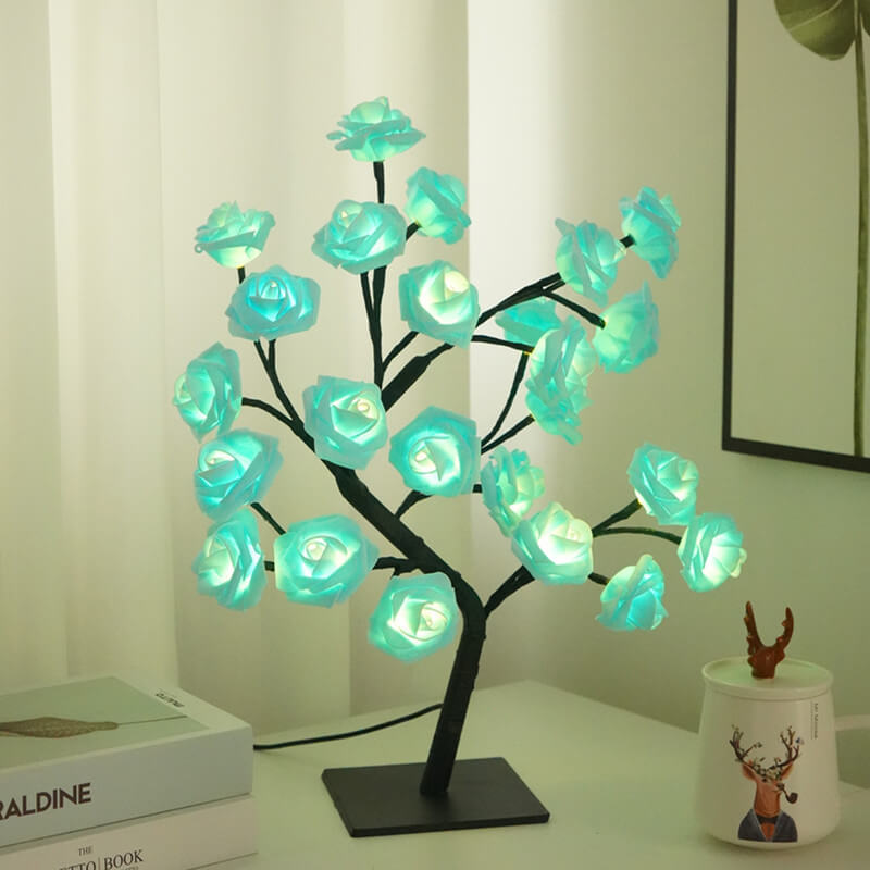 24 LED Light Simulation Rose Tree PVC Warm White USB Table Lamp