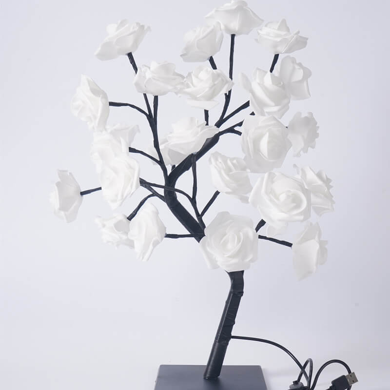 24 LED Light Simulation Rose Tree PVC Warm White USB Table Lamp