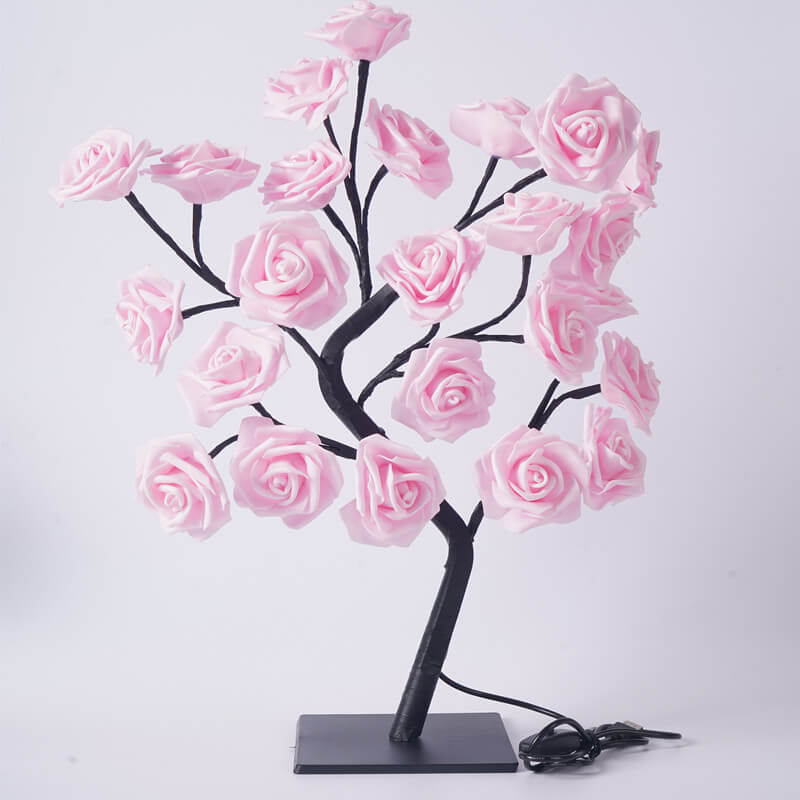 24 LED Light Simulation Rose Tree PVC Warm White USB Table Lamp