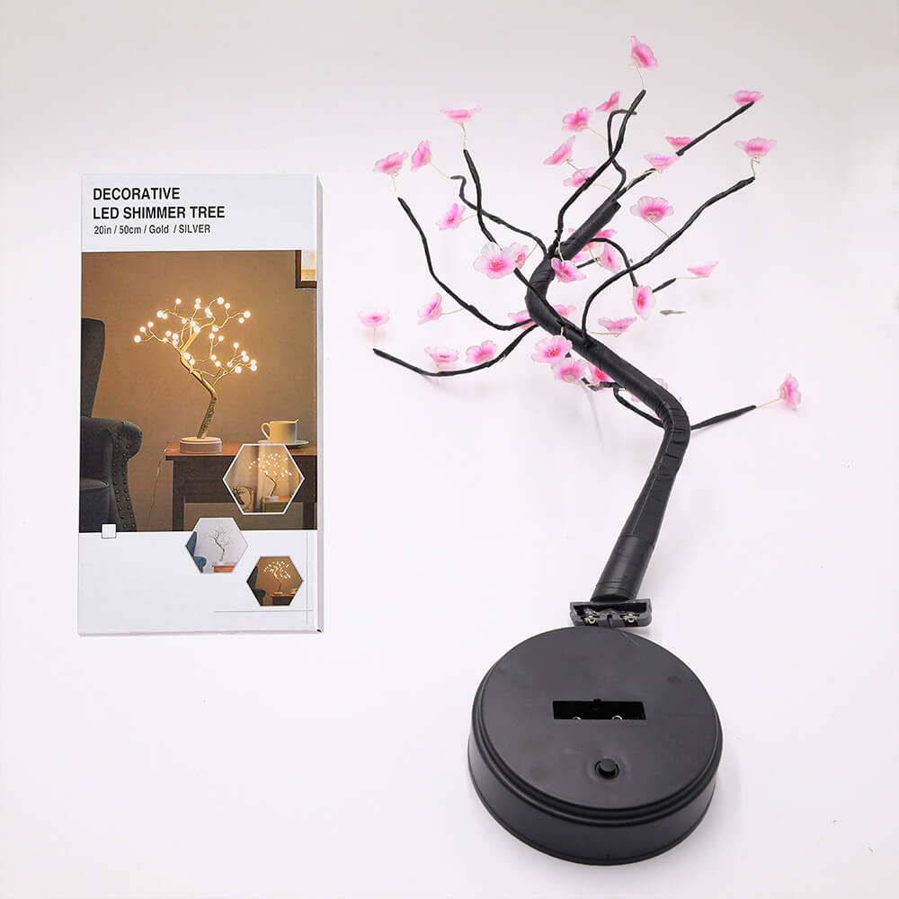 Bonsai Tree Light Plum Blossom LED Table Lamp With Remote