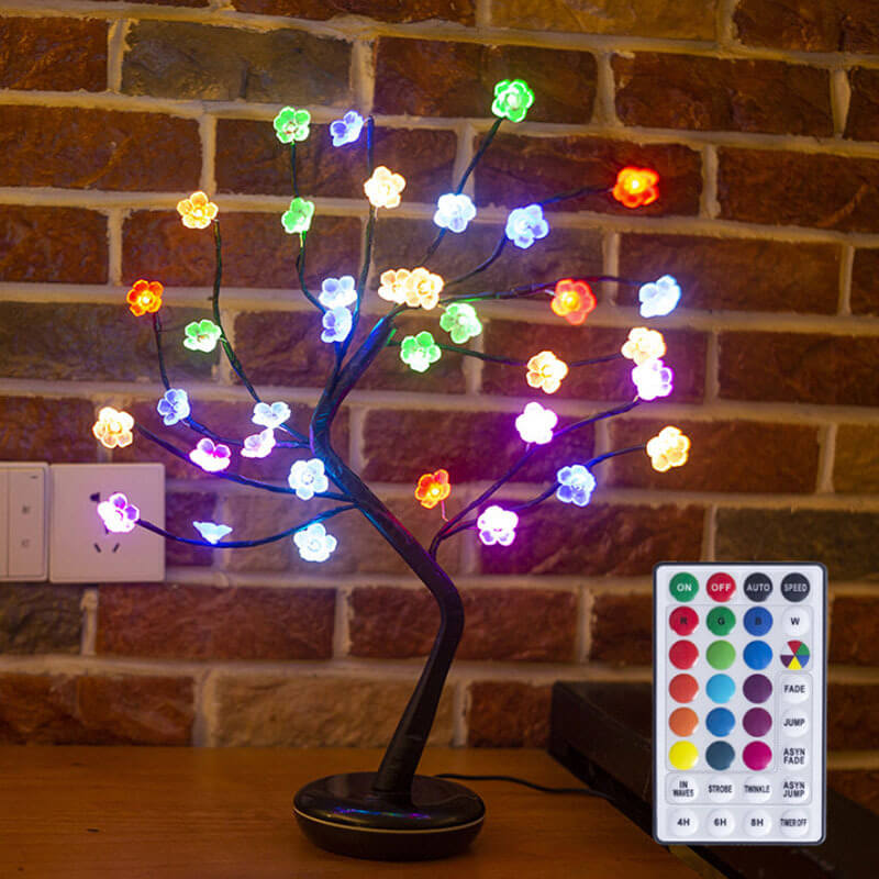 Bonsai Tree Light Plum Blossom LED Table Lamp With Remote