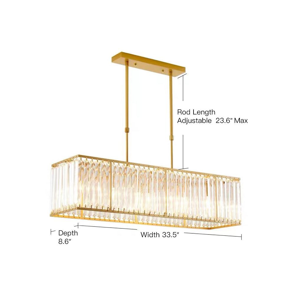 Rectangular Gold Frame Crystal Chandelier