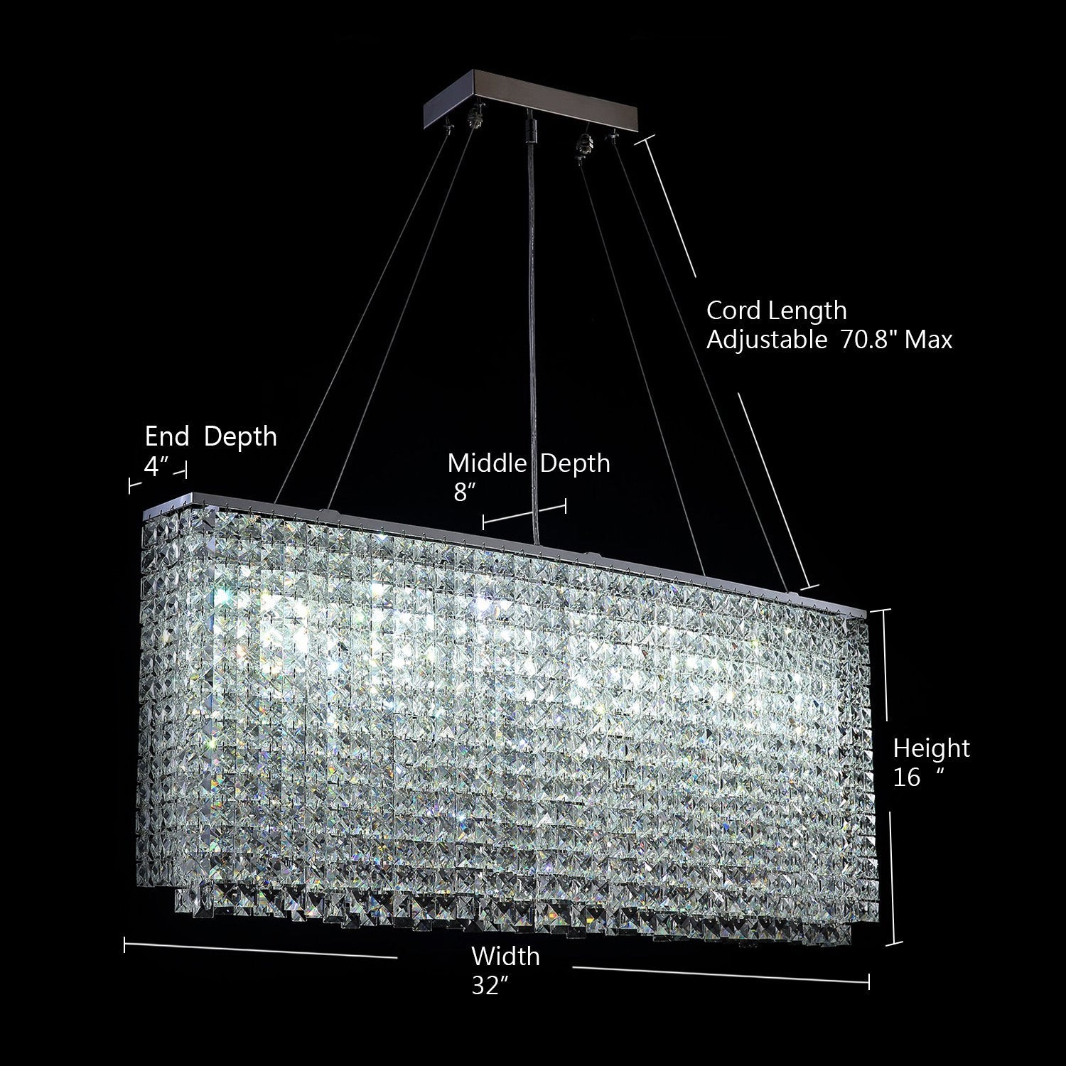 Rectangular Raindrop Crystal Pendant Light