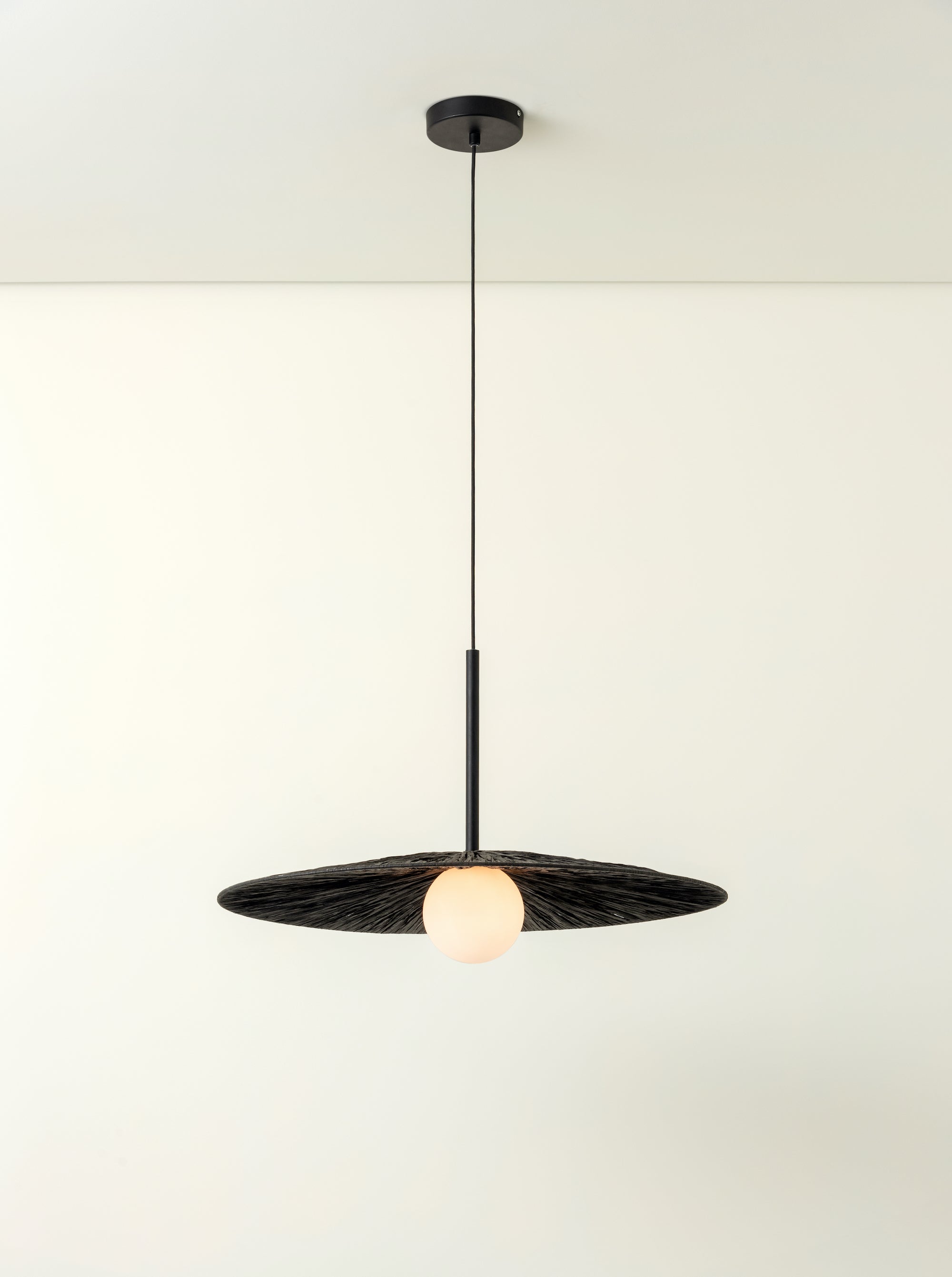 Ridotti - 1 light matt black raffia pendant