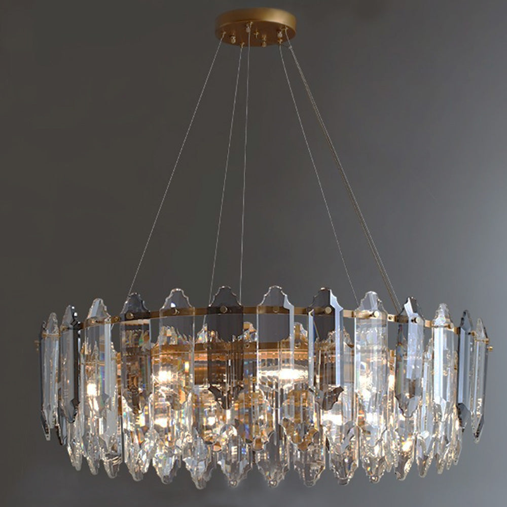 Round Glass Shade Metal Frame Chandelier