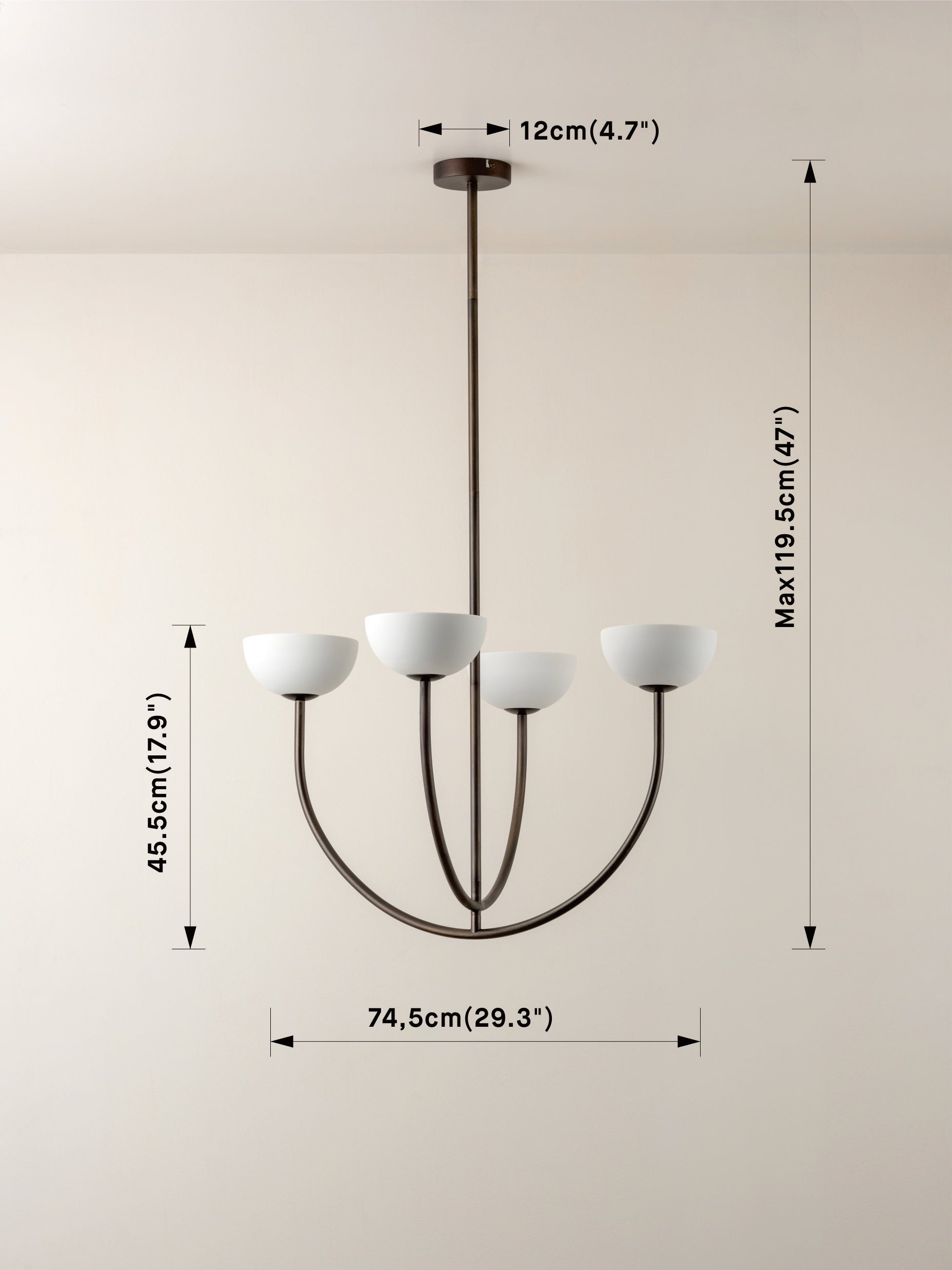 Ruzo - 4 light bronze and porcelain pendant