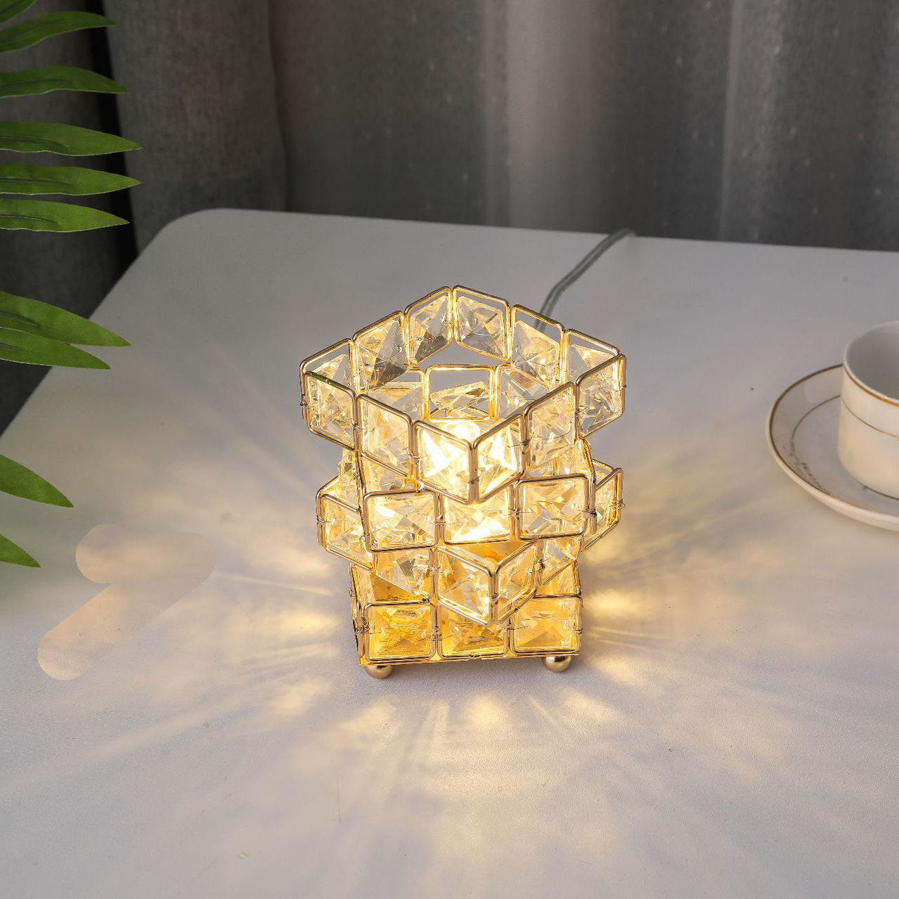 Contemporary Creative Hardware Cube 1-Light Table Lamp for Bedroom