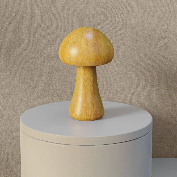 Contemporary Creative Mushroom Rubberwood LED Table Lamp