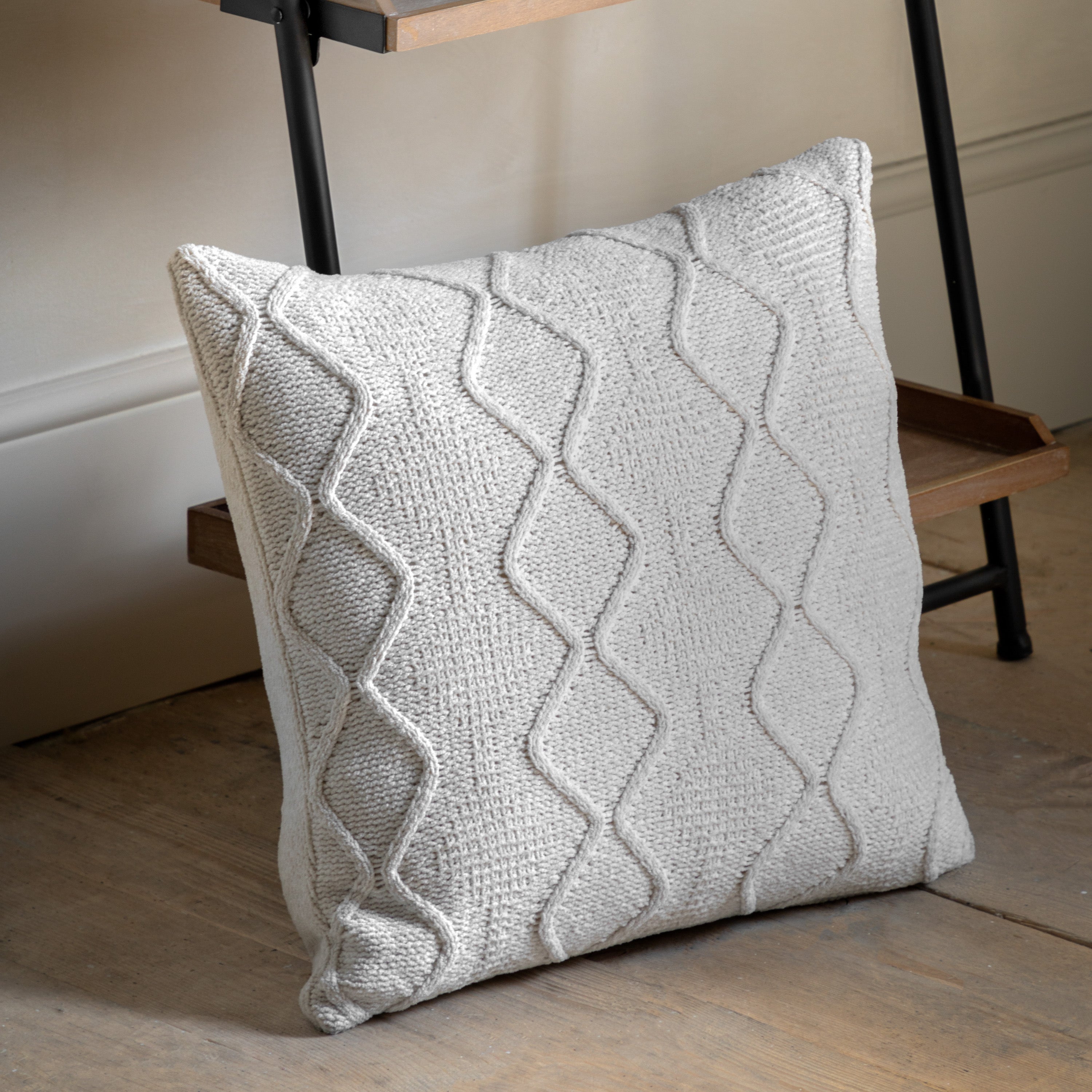 Moire Chunky Cable Knit Cushion