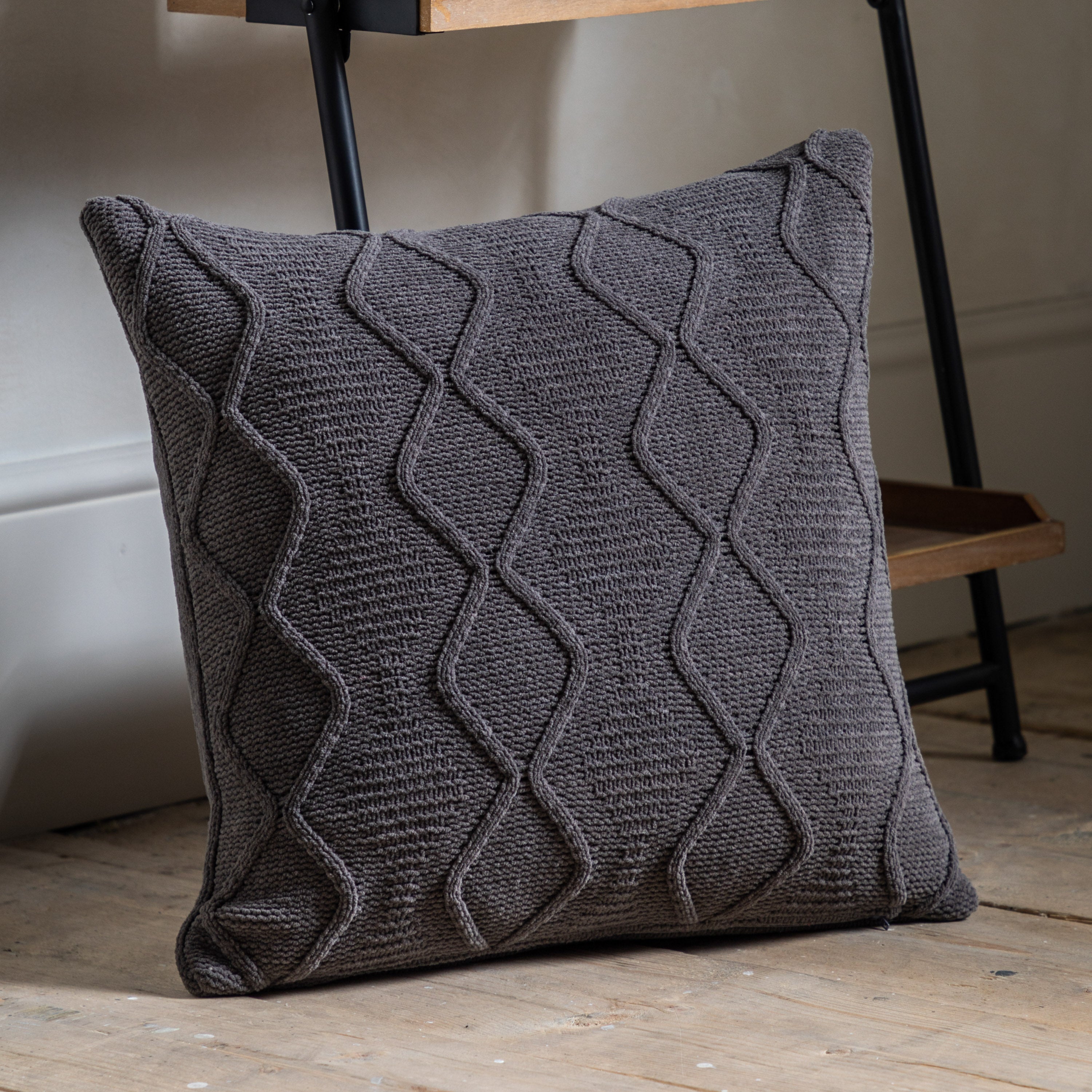 Moire Chunky Cable Knit Cushion