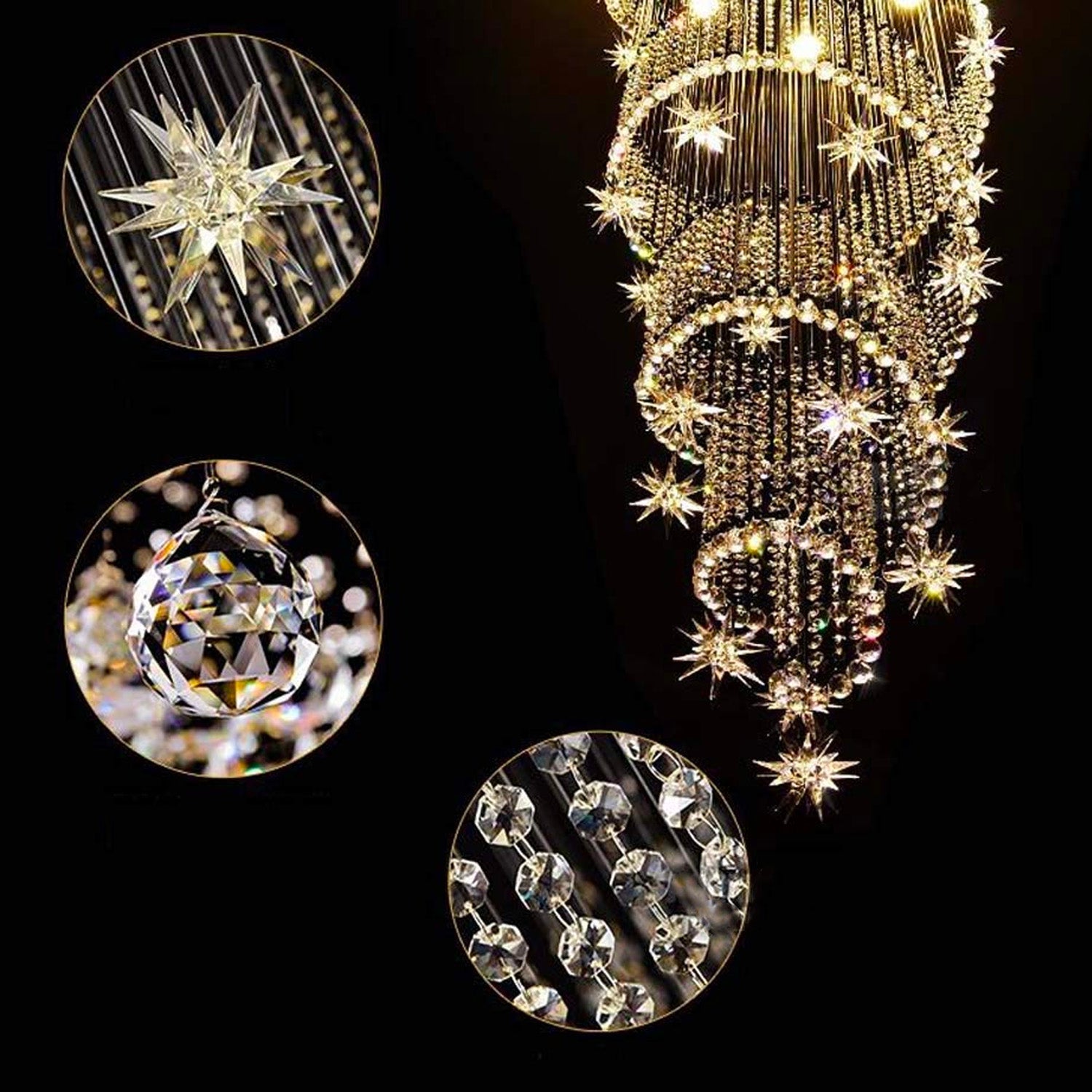 Spiral Meteor Shower Crystal Raindrop Chandelier - Staircase Chandelier