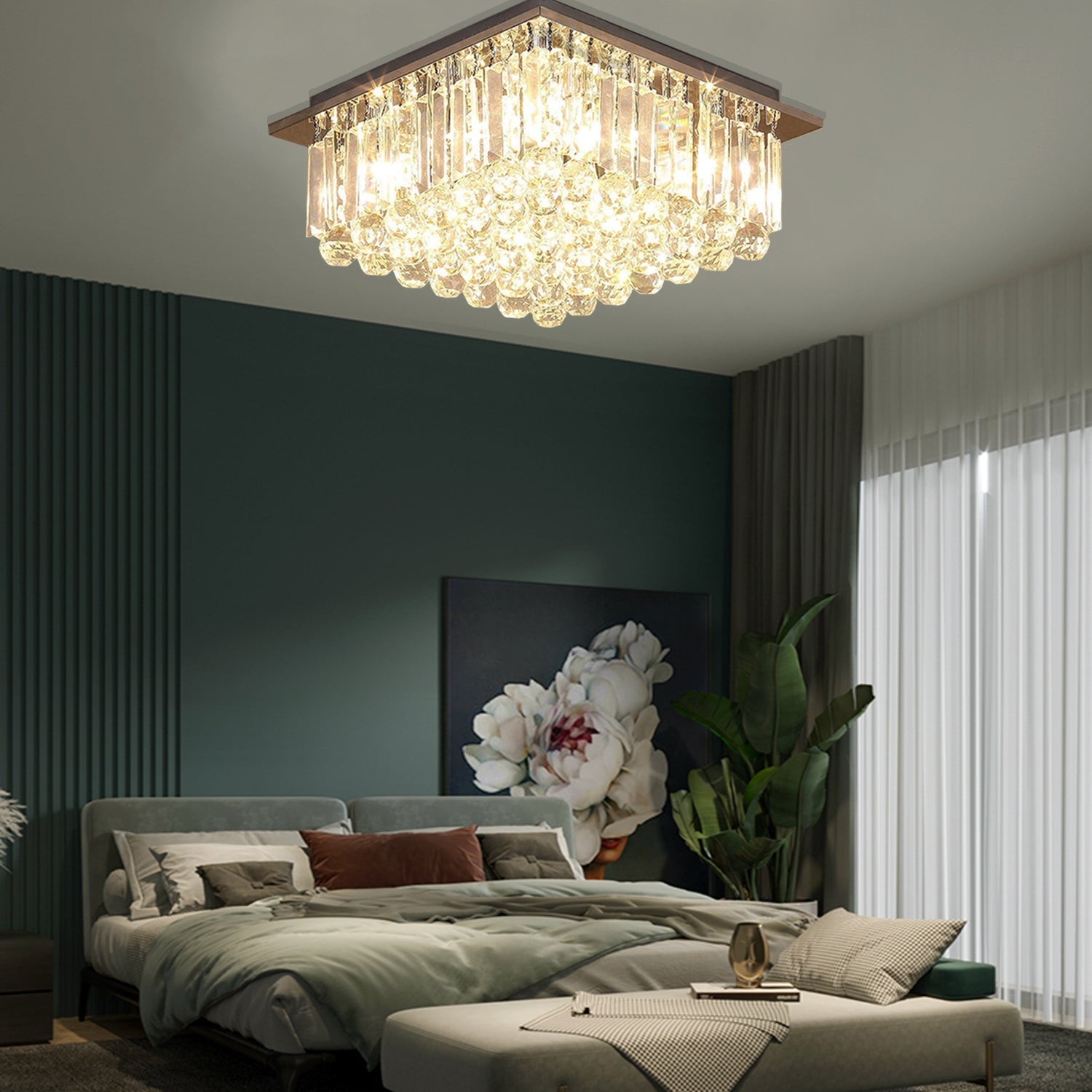 Square Raindrop Crystal Chandelier - Ceiling Light