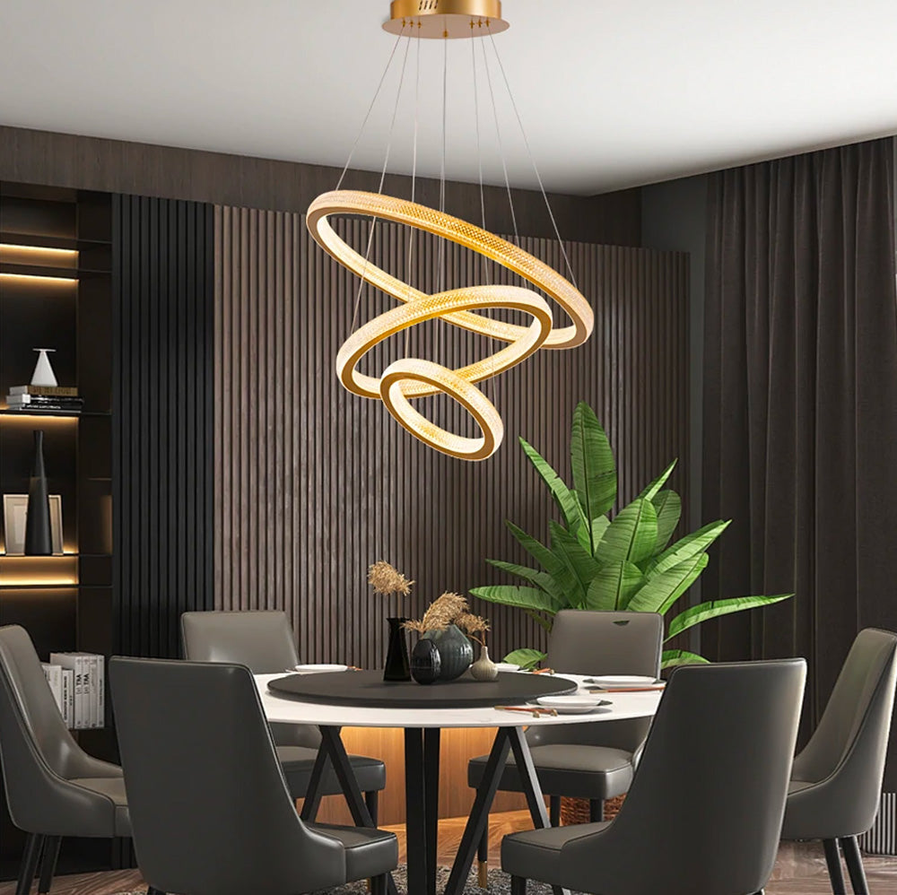 Three Rings Gold LED Chandelier