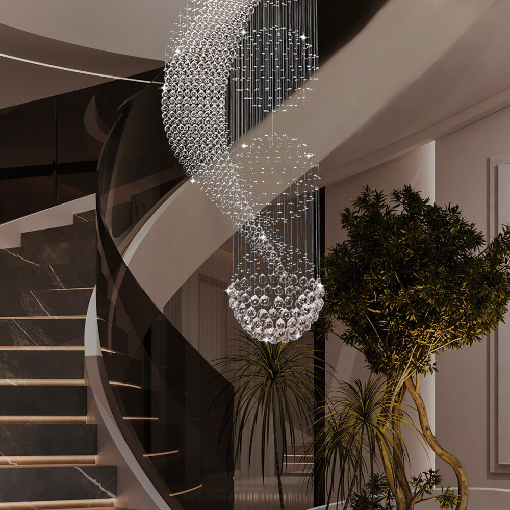 Wave Shaped Spiral Raindrop Crystal Chandelier