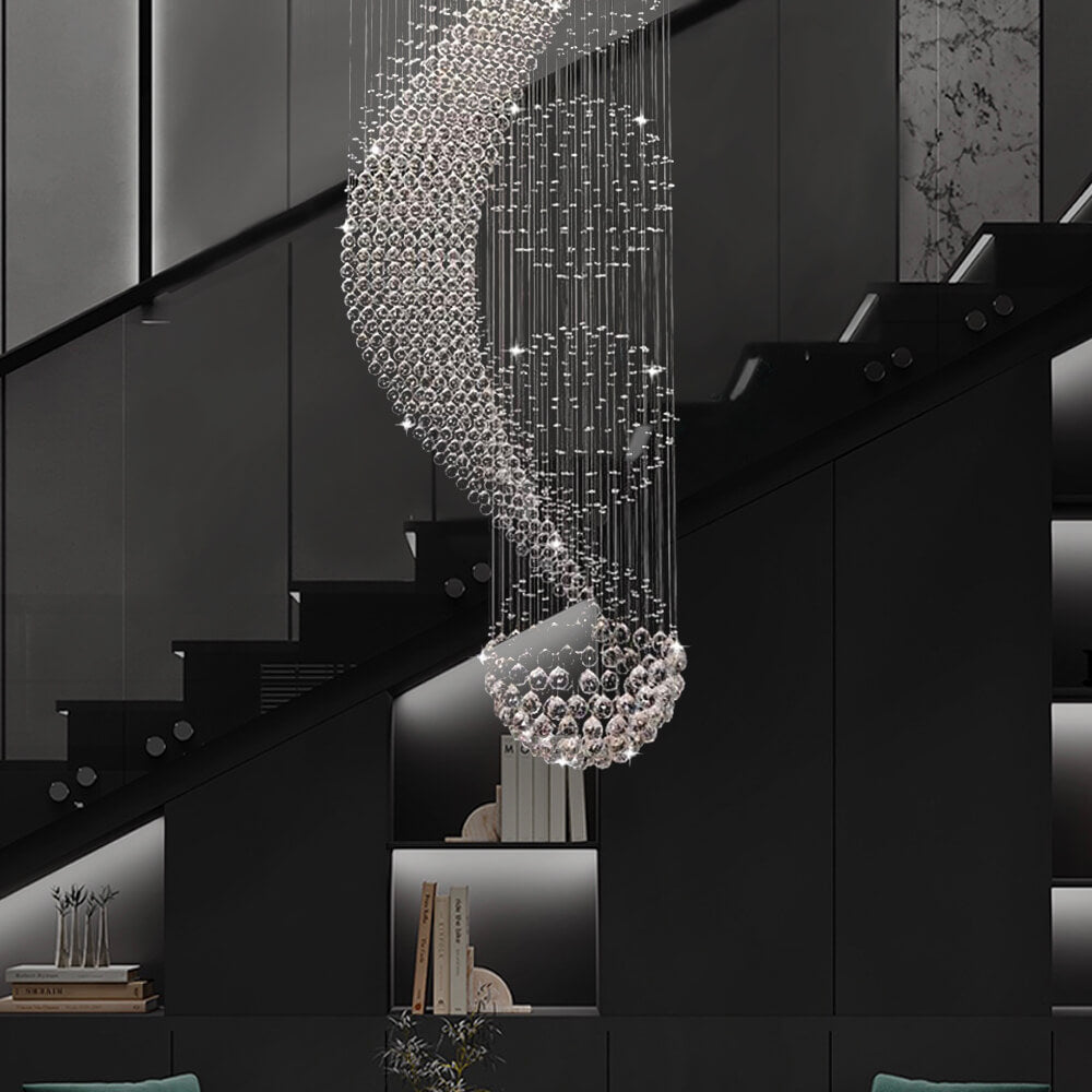 Wave Shaped Spiral Raindrop Crystal Chandelier