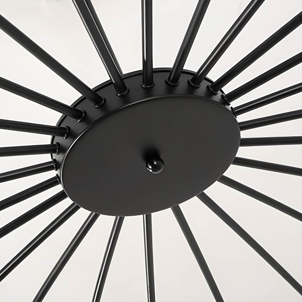 Modern Black Wagon Wheel Hanging Led Ceiling Chandeliers